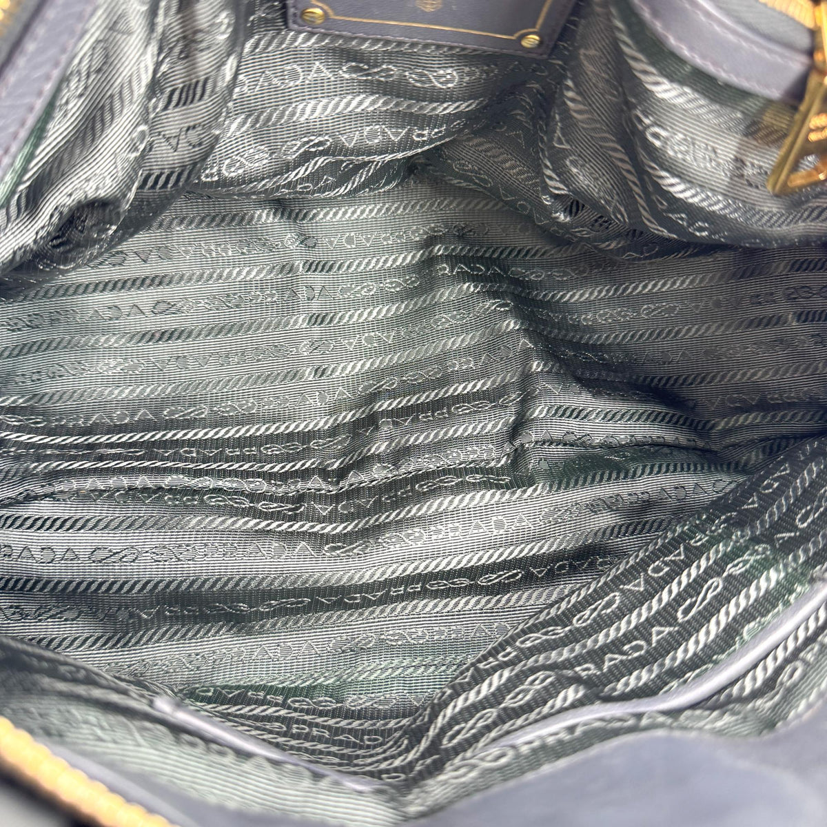 Prada Gaufre Nappa Leather Gray Nylon Tote Bag Bag (Pre-Owned)