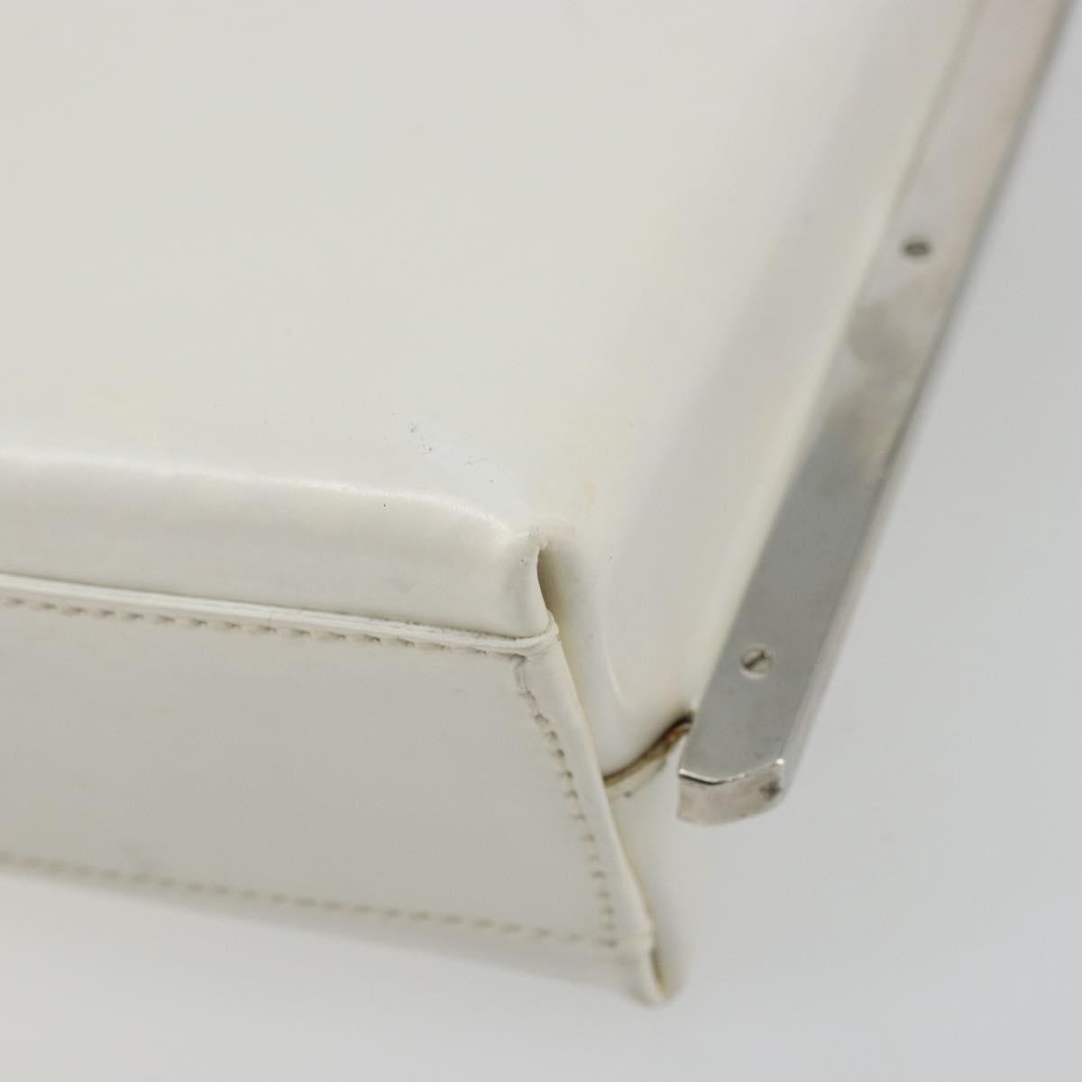 Salvatore Ferragamo Vintage Chain Patent Leather White Patent_Leather Shoulder Bag Bag (Pre-Owned)