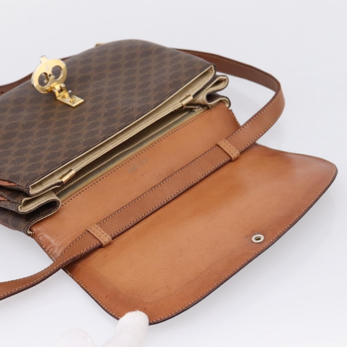 Celine Vintage Macadam Canvas And Leather Brown Pvc Shoulder Bag Bag (Pre-Owned)