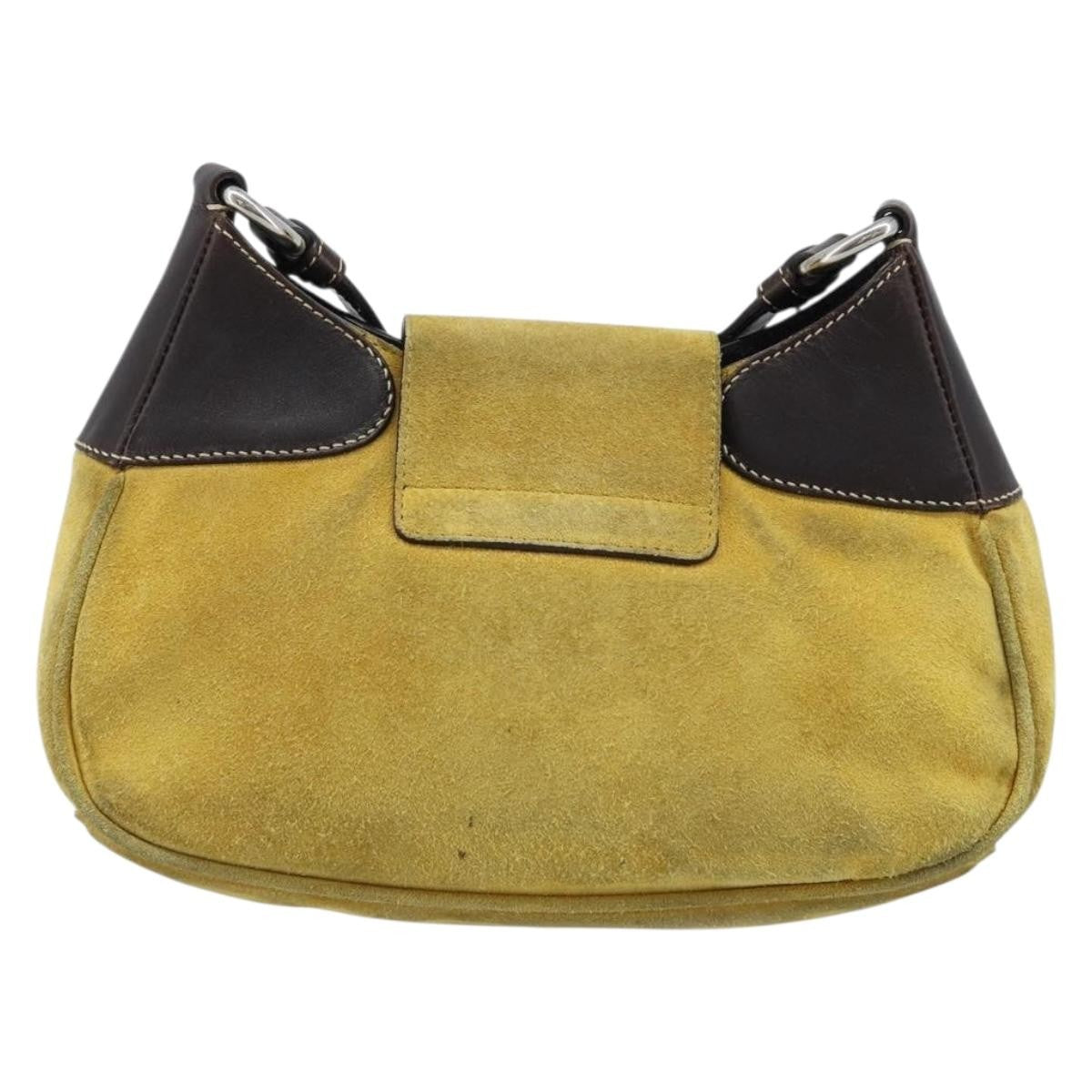 Prada Push Lock Flap Satchel Suede Yellow Suede Shoulder Bag Bag (Pre-Owned)