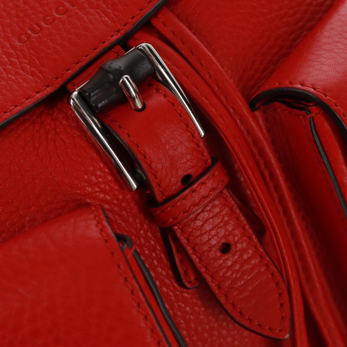 Gucci Bamboo Tassel Leather Red Leather Backpack Bag (Pre-Owned)