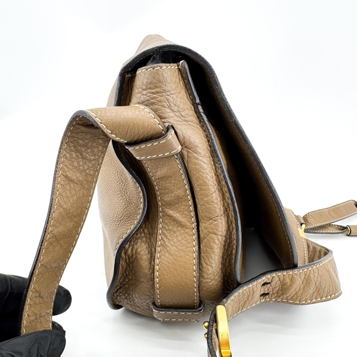 Chloe Marcie Saddle Leather Brown Leather Shoulder Bag Bag (Pre-Owned)