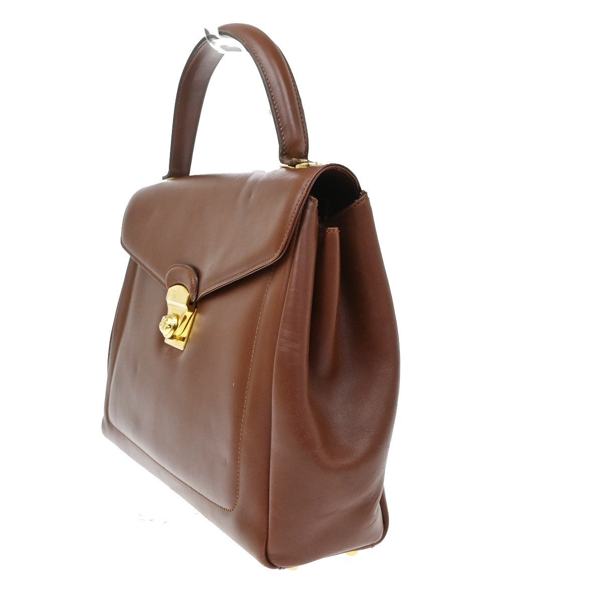 Salvatore Ferragamo Vintage Top Handle Leather Brown Leather Handbag (Pre-Owned)