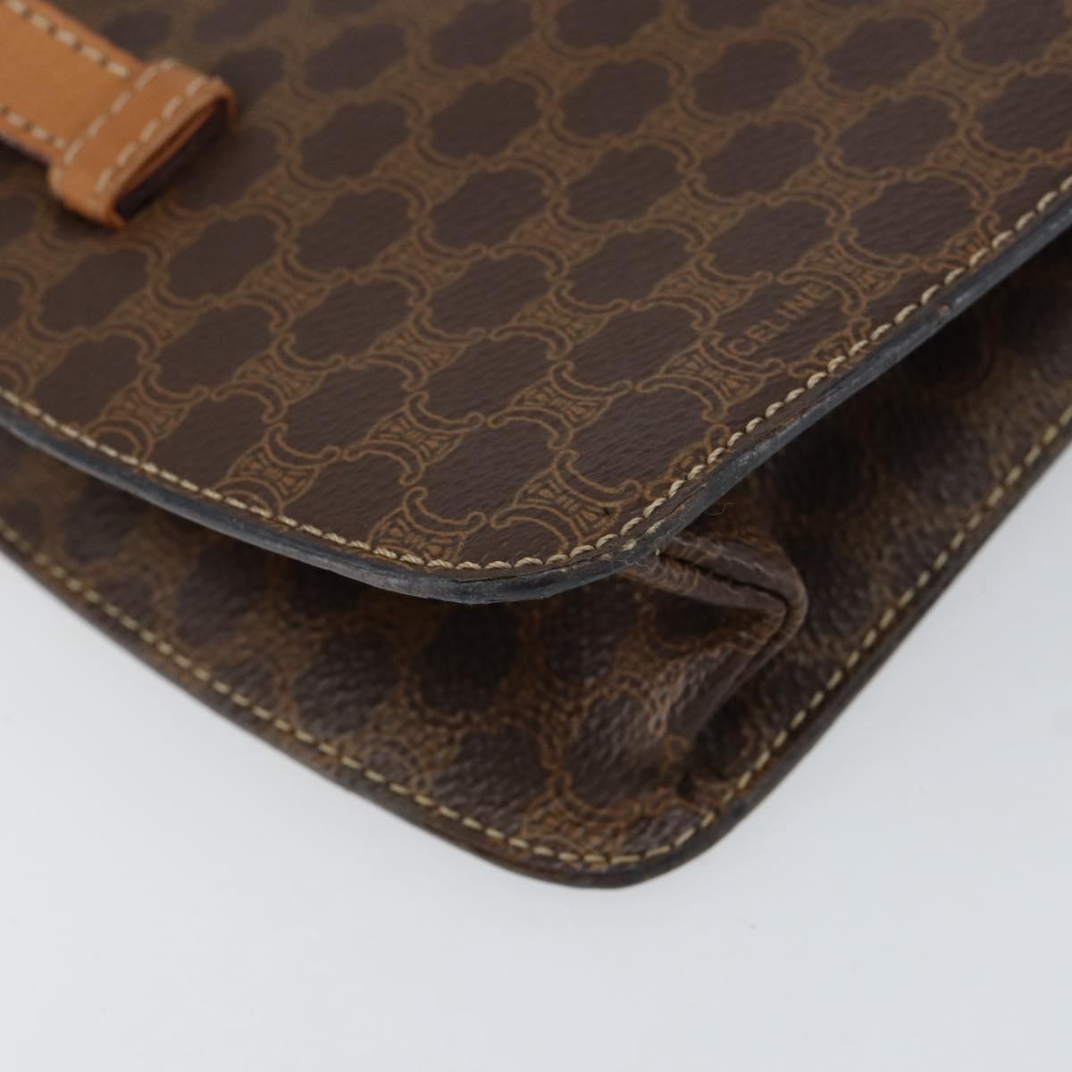 Celine Vintage Macadam Canvas And Leather Brown Canvas Handbag (Pre-Owned)