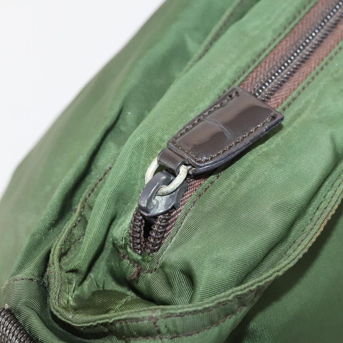 Prada Zip Top Messenger Tessuto Khaki Nylon Shoulder Bag Bag (Pre-Owned)