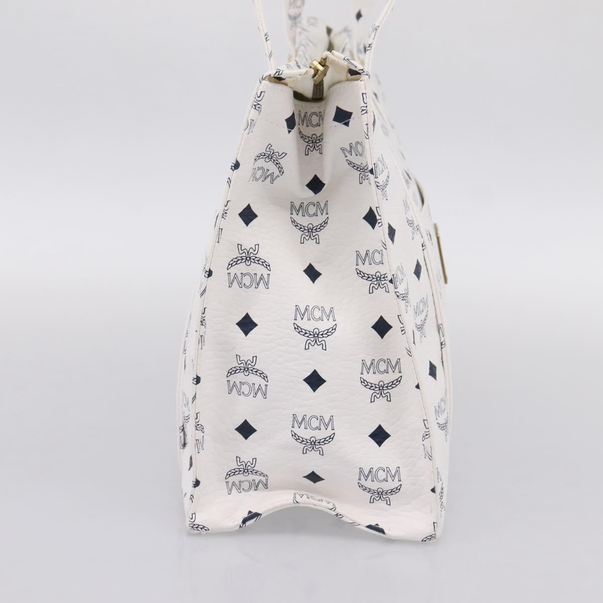 MCM Vintage Visetos Canvas White Canvas Tote Bag Bag (Pre-Owned)