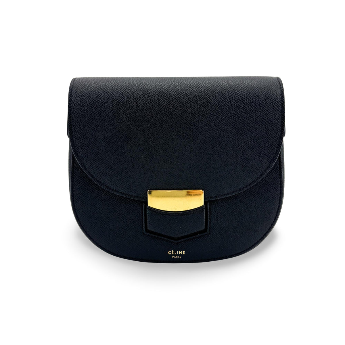 Celine Trotteur Calfskin Black Leather Crossbody Bag Bag (Pre-Owned)