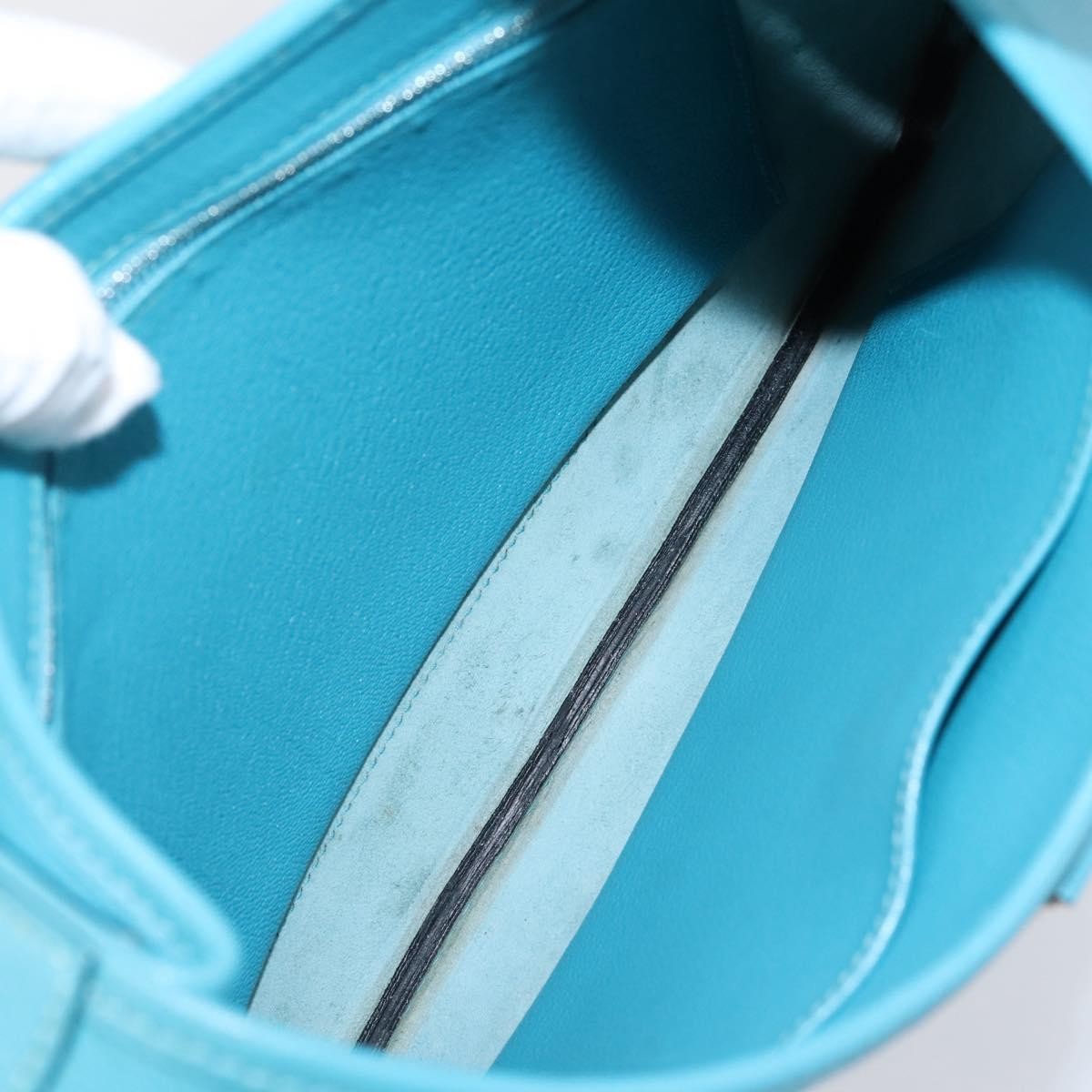 Hermes Trim Clemence Blue Leather Handbag (Pre-Owned)