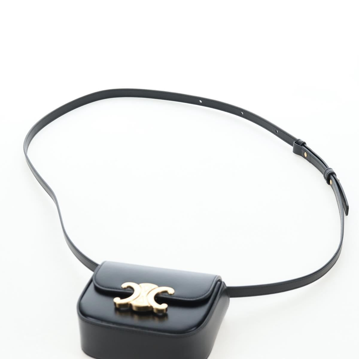 Celine Triomphe Smooth Calfskin Black Leather Shoulder Bag Bag (Pre-Owned)
