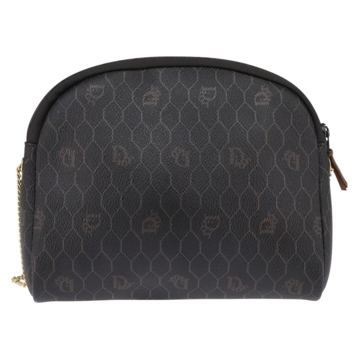 Christian Dior Vintage Honeycomb Zip Coated Canvas Black Canvas Shoulder Bag Bag (Pre-Owned)