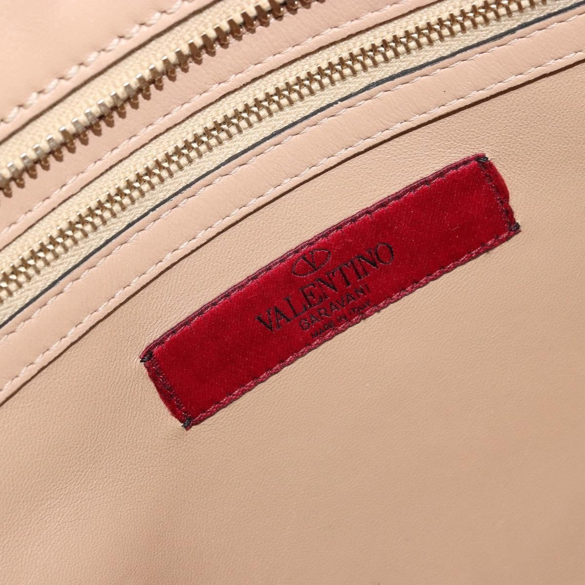 Valentino Garavani Convertible Zip Satchel Leather With Micro Rockstuds Beige Leather Handbag (Pre-Owned)