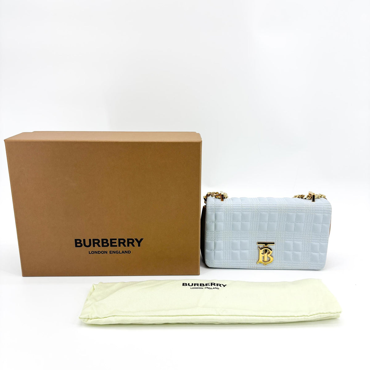 Burberry Lola Camera Quilted Leather Blue Leather Handbag (Pre-Owned)