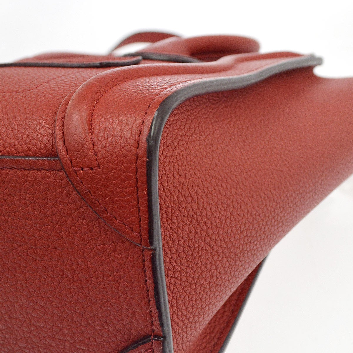 Celine Luggage Grainy Leather Red Leather Handbag (Pre-Owned)