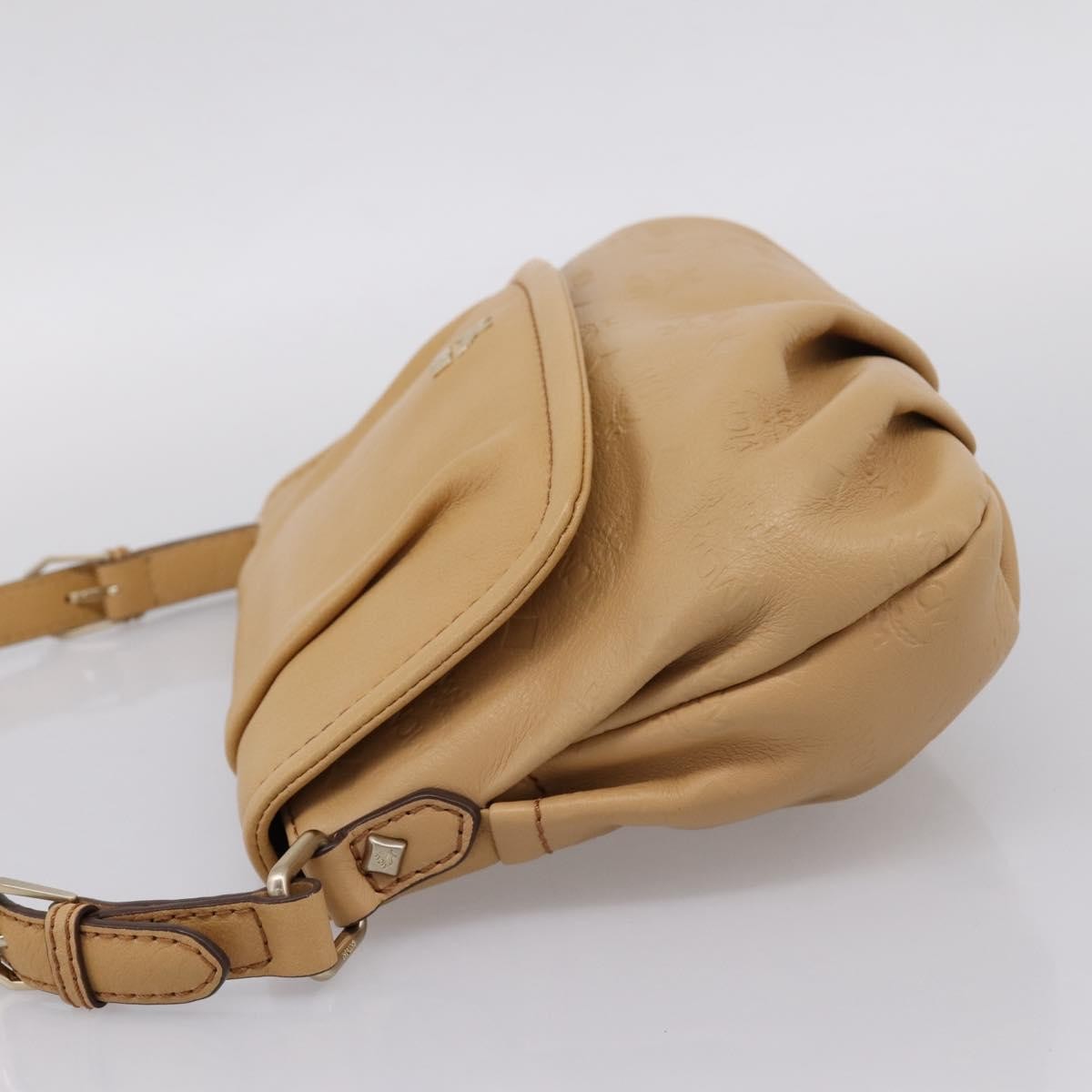 MCM Visetos Leather Beige Leather Shoulder Bag Bag (Pre-Owned)