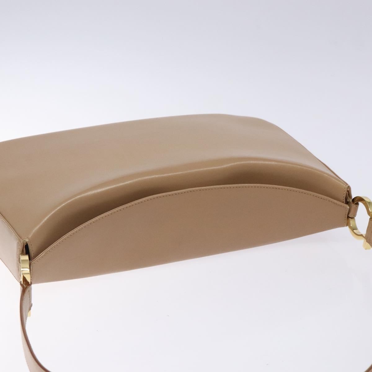 Salvatore Ferragamo Gancini Leather Beige Leather Shoulder Bag Bag (Pre-Owned)