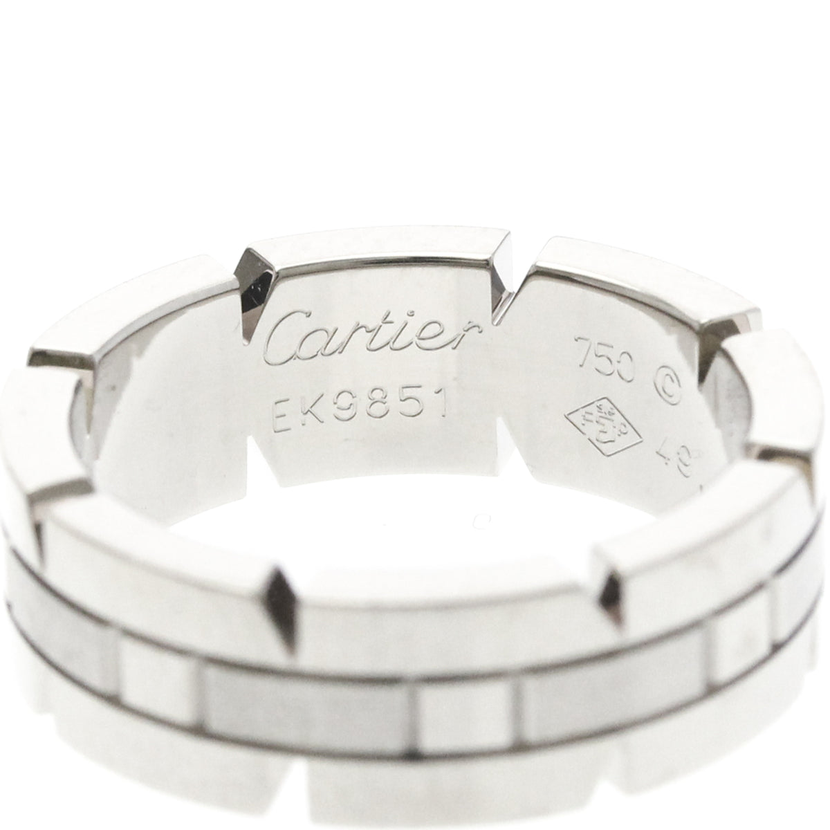 Cartier Tank Francaise 18K White Gold Silver White_Gold Ring Jewelry (Pre-Owned)