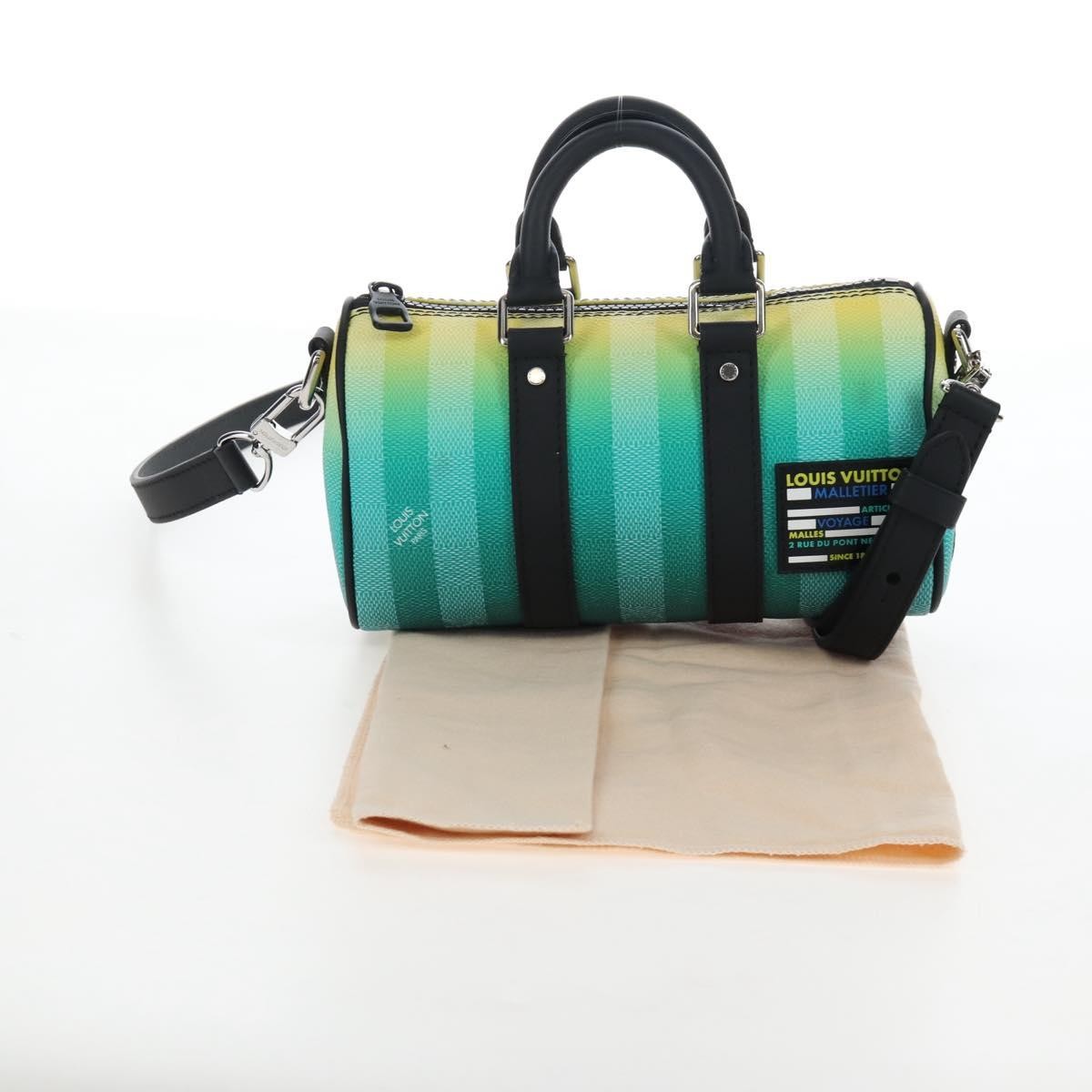 Louis Vuitton Keepall Bandouliere Limited Edition Gradient Damier Stripes Green Leather Travel Bag Bag (Pre-Owned)