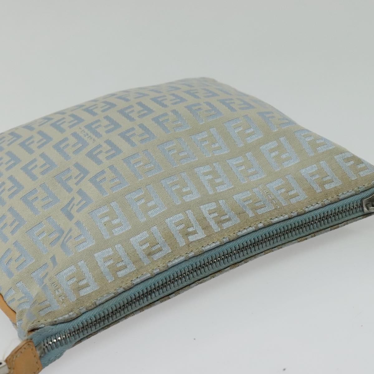 Fendi Vintage Flat Zucchino Canvas Blue Canvas Shoulder Bag Bag (Pre-Owned)