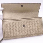Bottega Veneta Intrecciato Gold Leather Wallet  (Pre-Owned)