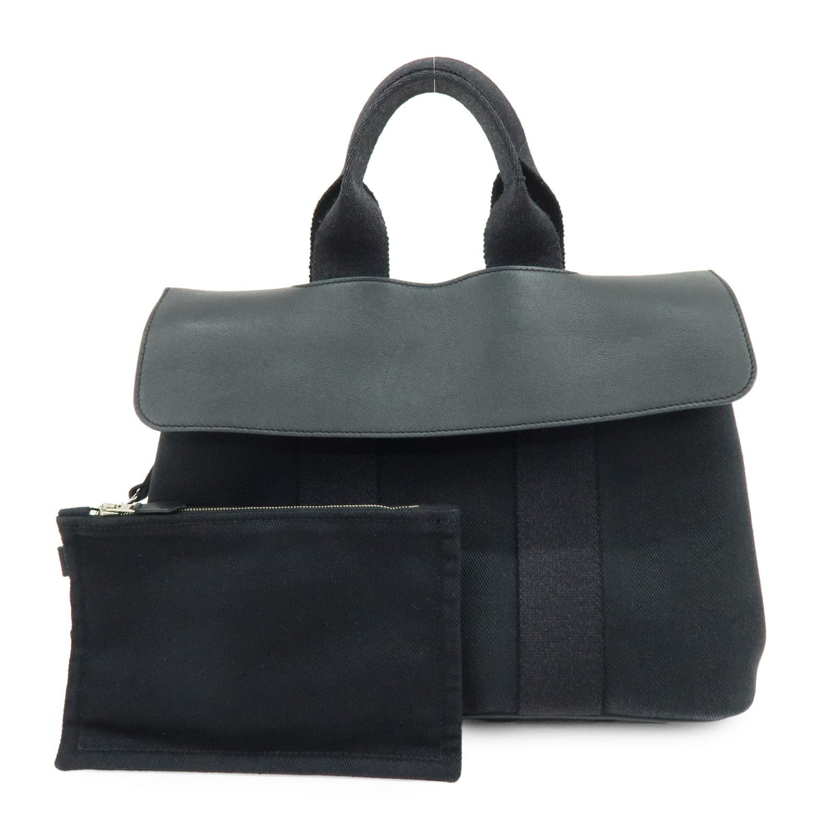 Hermes Valparaiso Toile And Leather Black Canvas Handbag (Pre-Owned)
