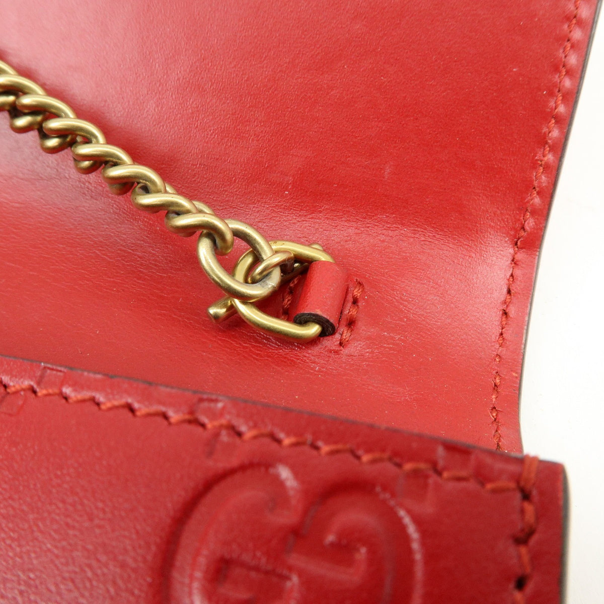 Gucci Cherries Wallet On Chain Guccissima Leather Red Leather Crossbody Bag Bag (Pre-Owned)