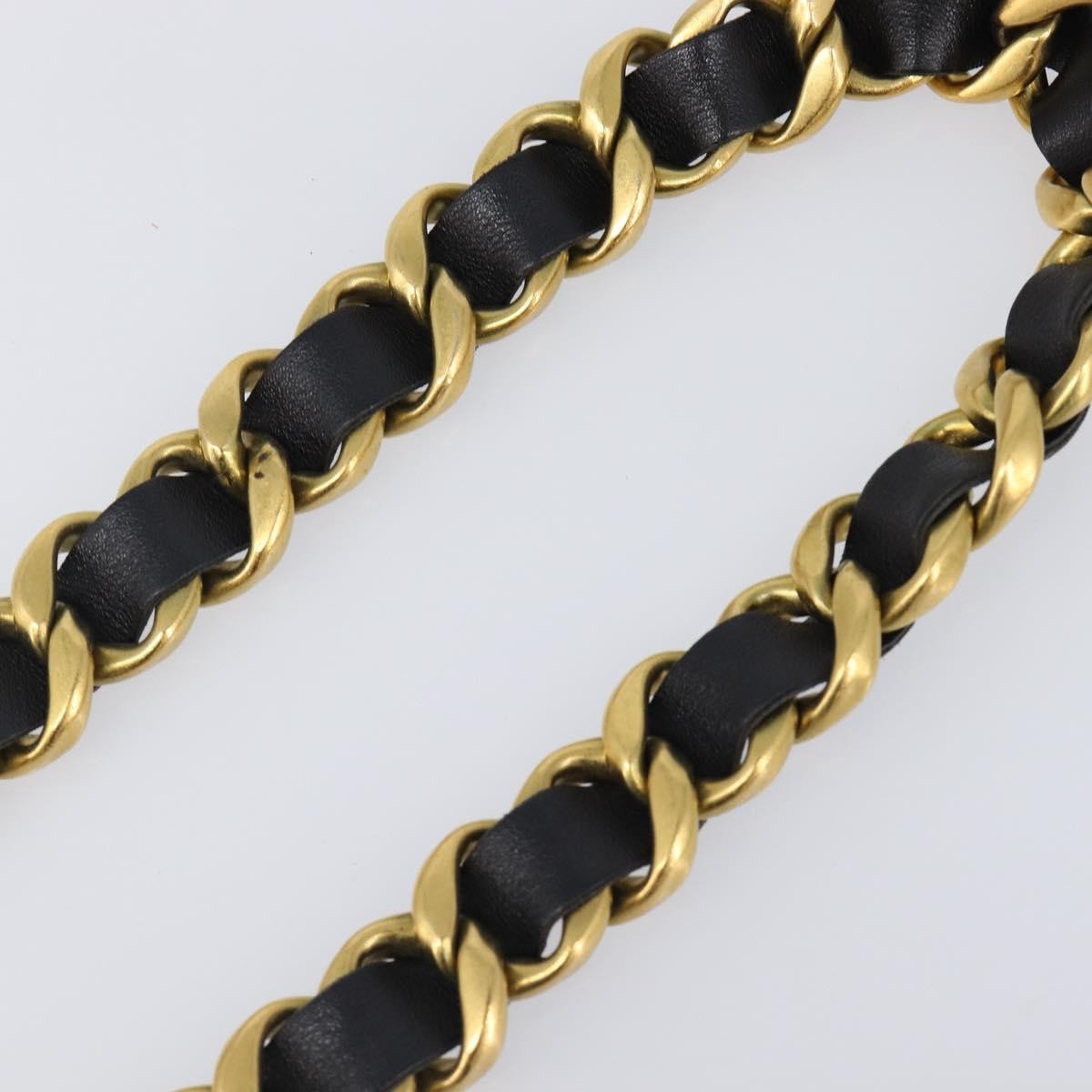 Chanel Vintage Chain Belt Metal And Leather Black Leather Belts Accessory (Pre-Owned)