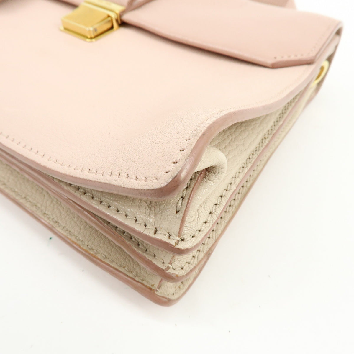 Miu Miu Madras Convertible Compartment Top Handle Leather Pink Leather Handbag (Pre-Owned)