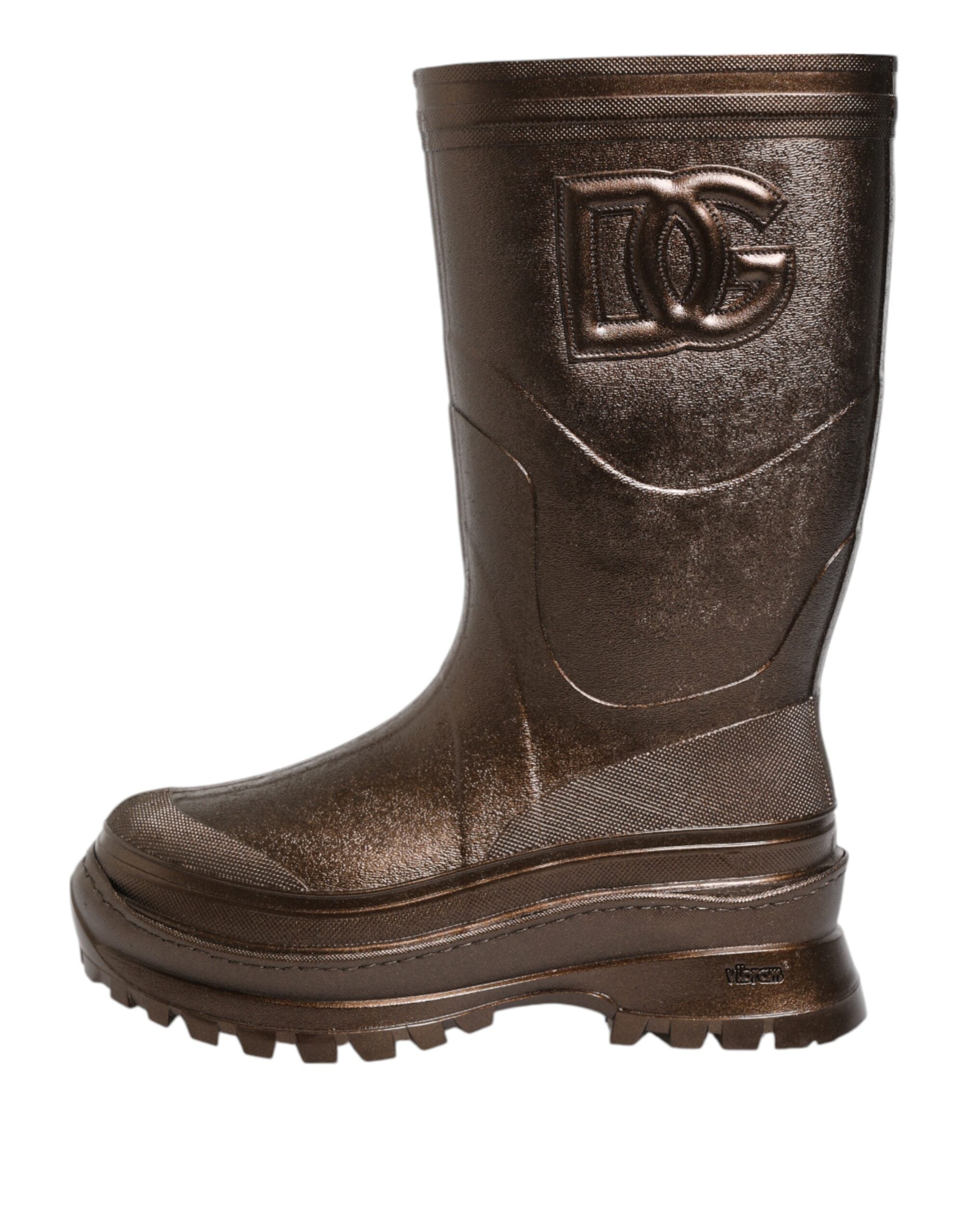Dolce & Gabbana Metallic Bronze Pull On Rain Boots Women's Shoes