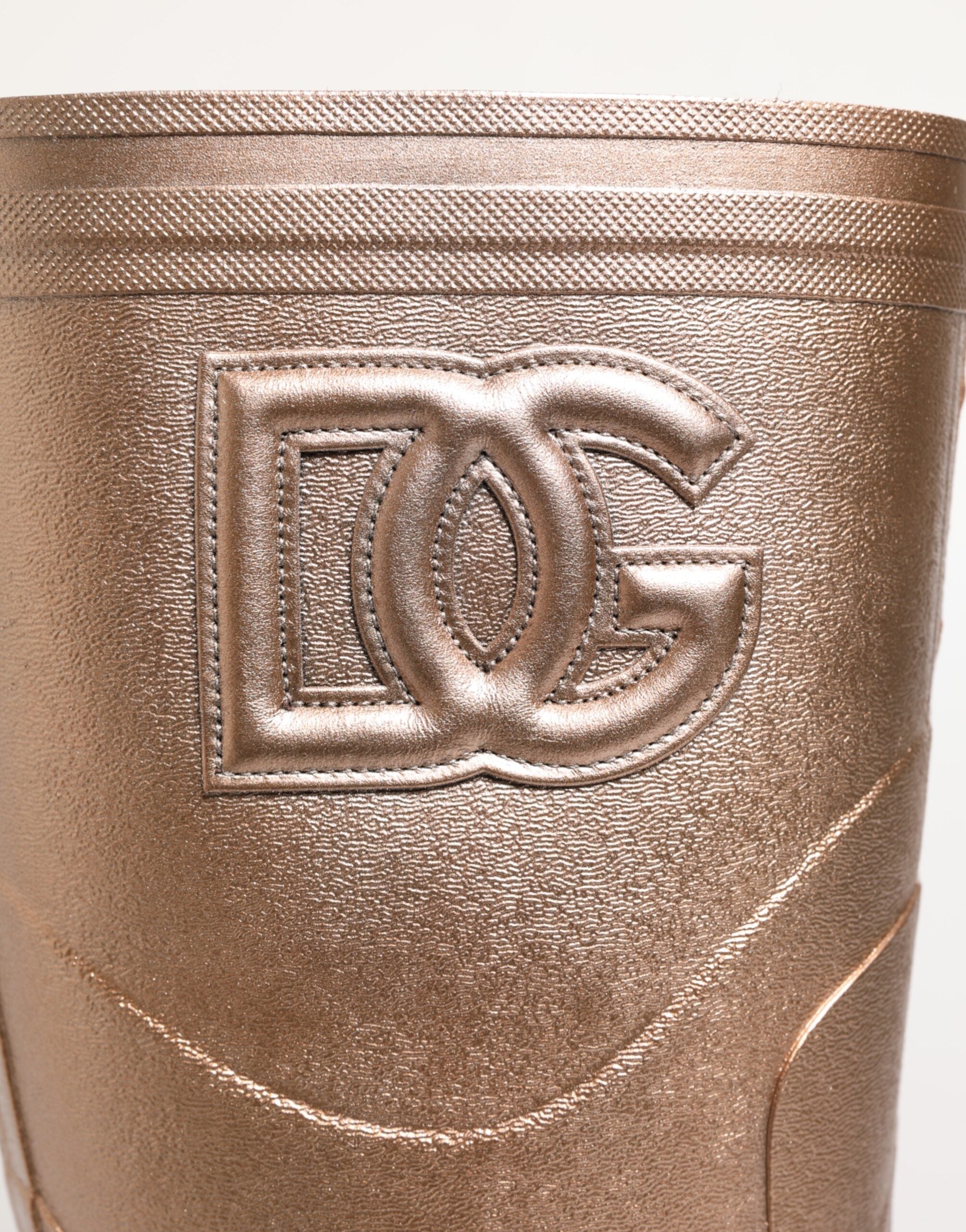 Dolce & Gabbana Rose Gold Rubber Pull On Rain Boots  Women's Shoes