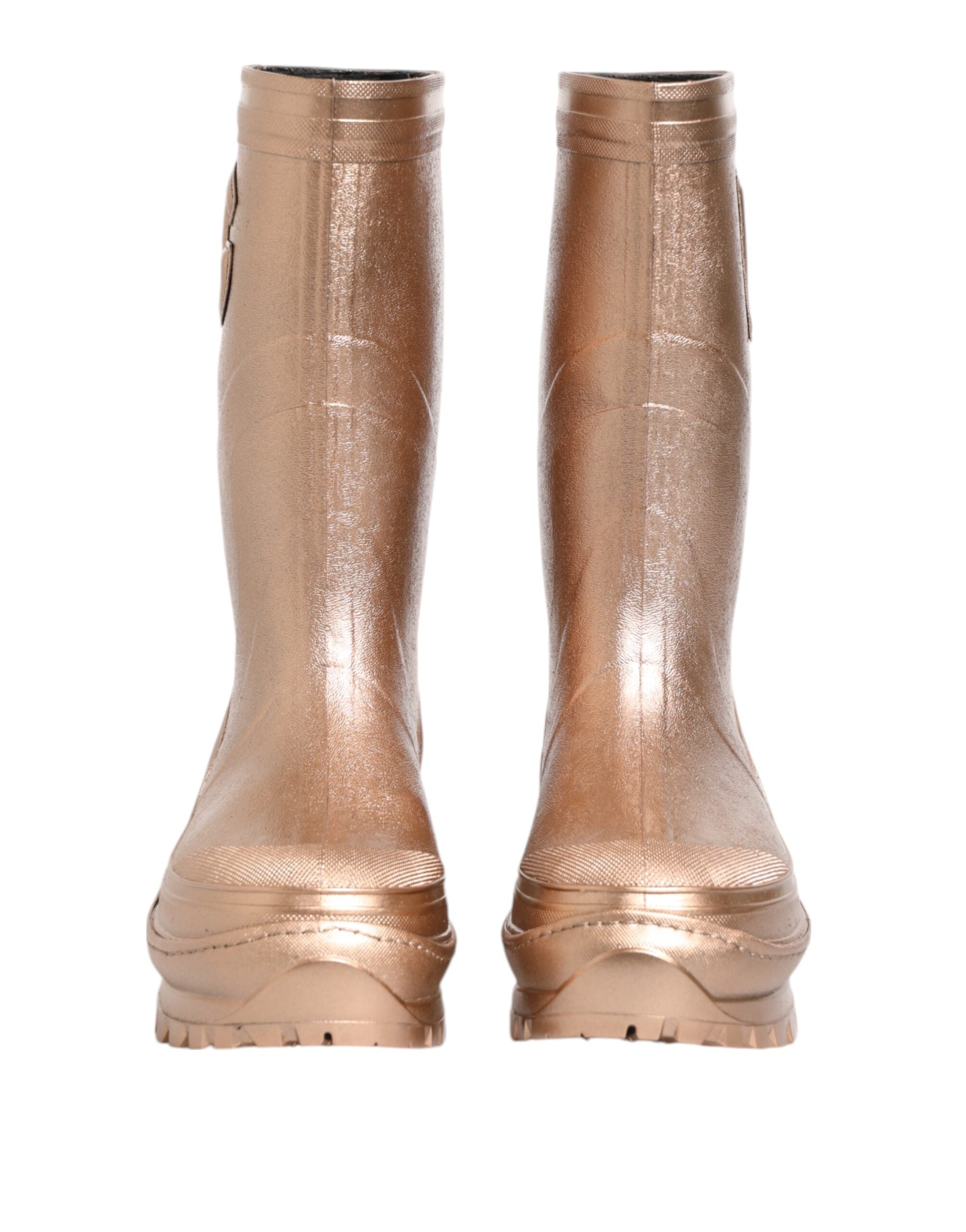 Dolce & Gabbana Rose Gold Rubber Pull On Rain Boots  Women's Shoes