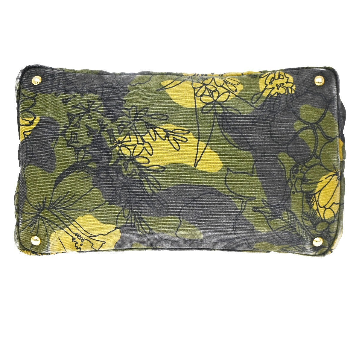Prada Canapa Printed Canvas Green Canvas Tote Bag Bag (Pre-Owned)