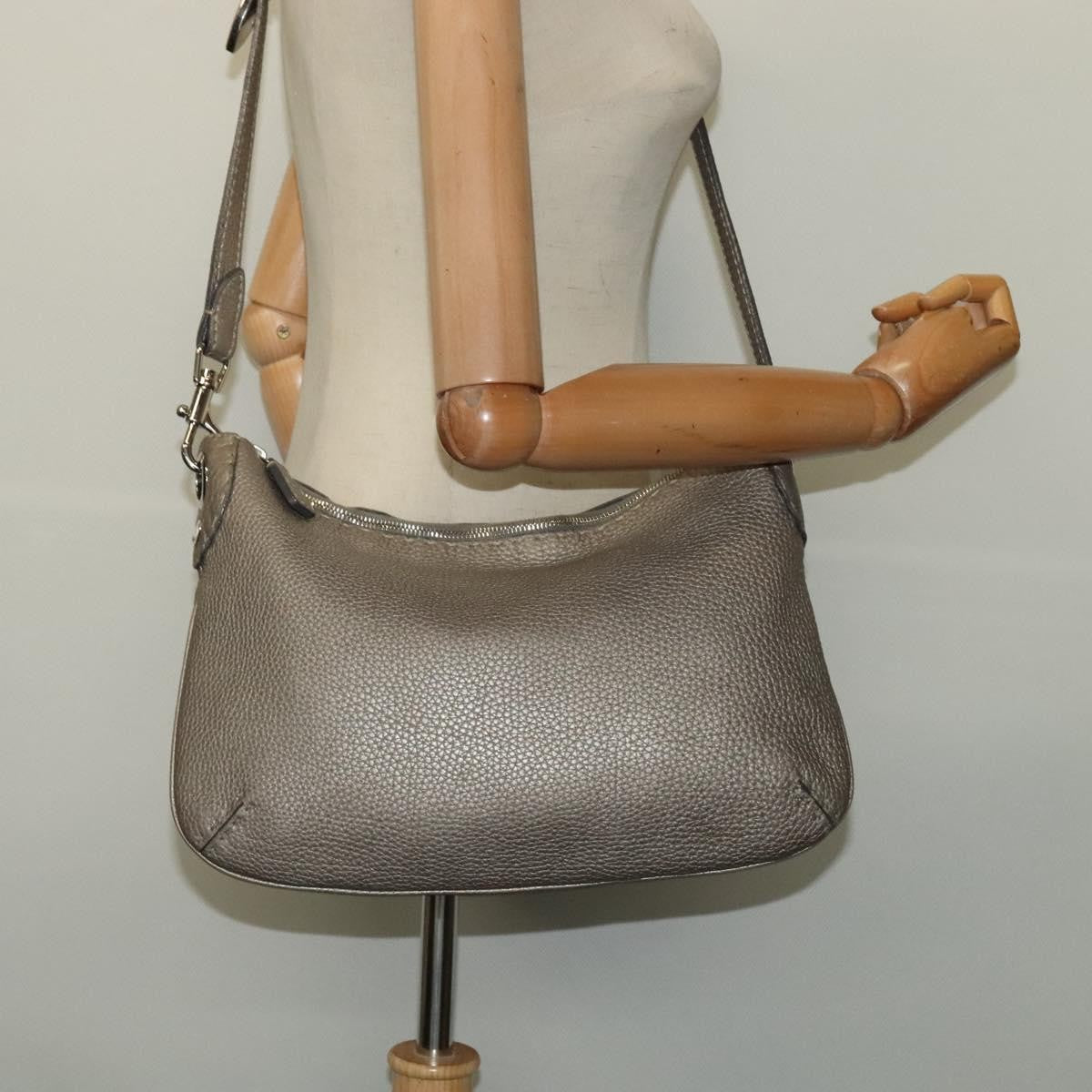 Fendi Selleria Leather Gray Leather Shoulder Bag Bag (Pre-Owned)