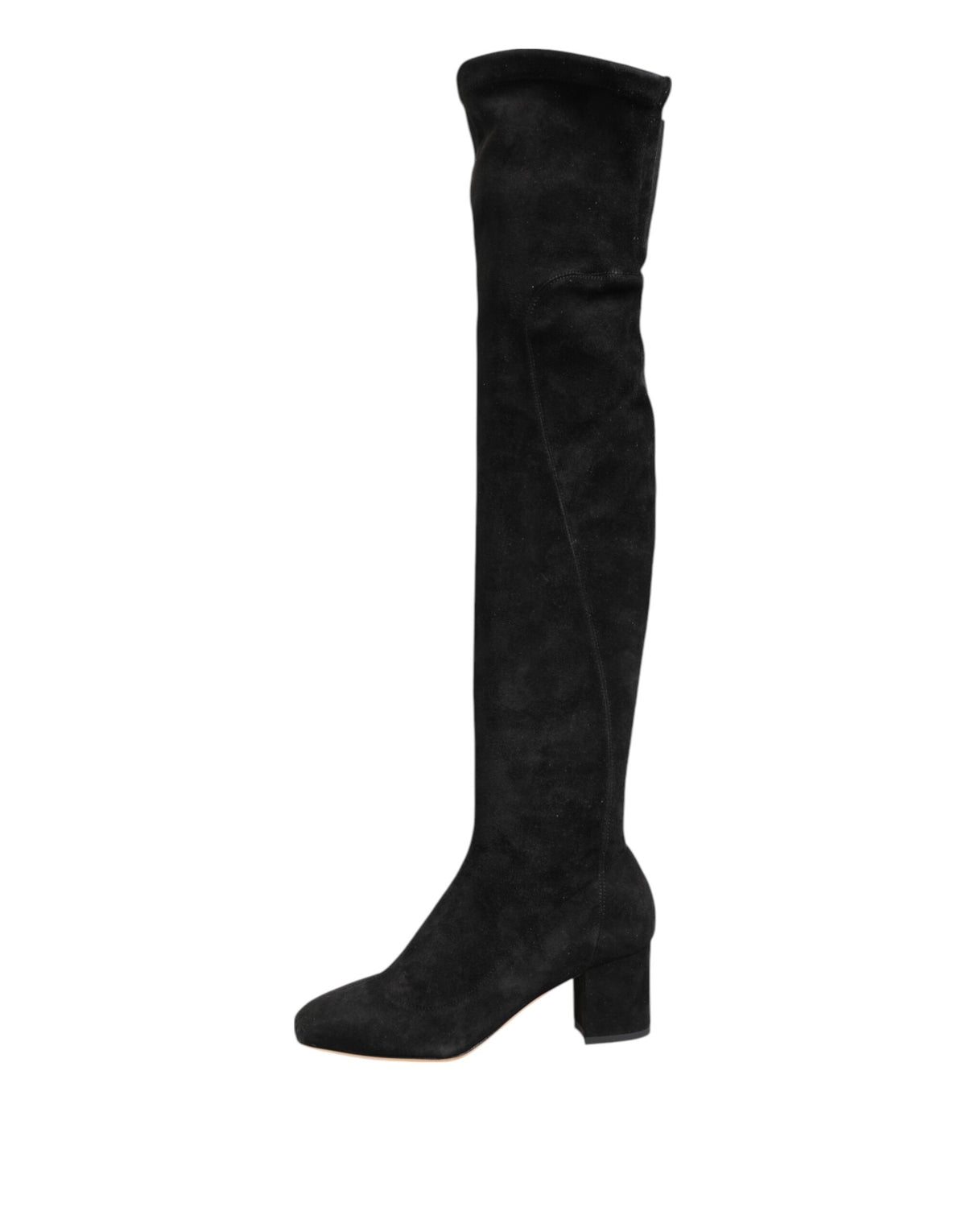 Dolce & Gabbana Black Suede Leather Knee High Boots Women's Shoes