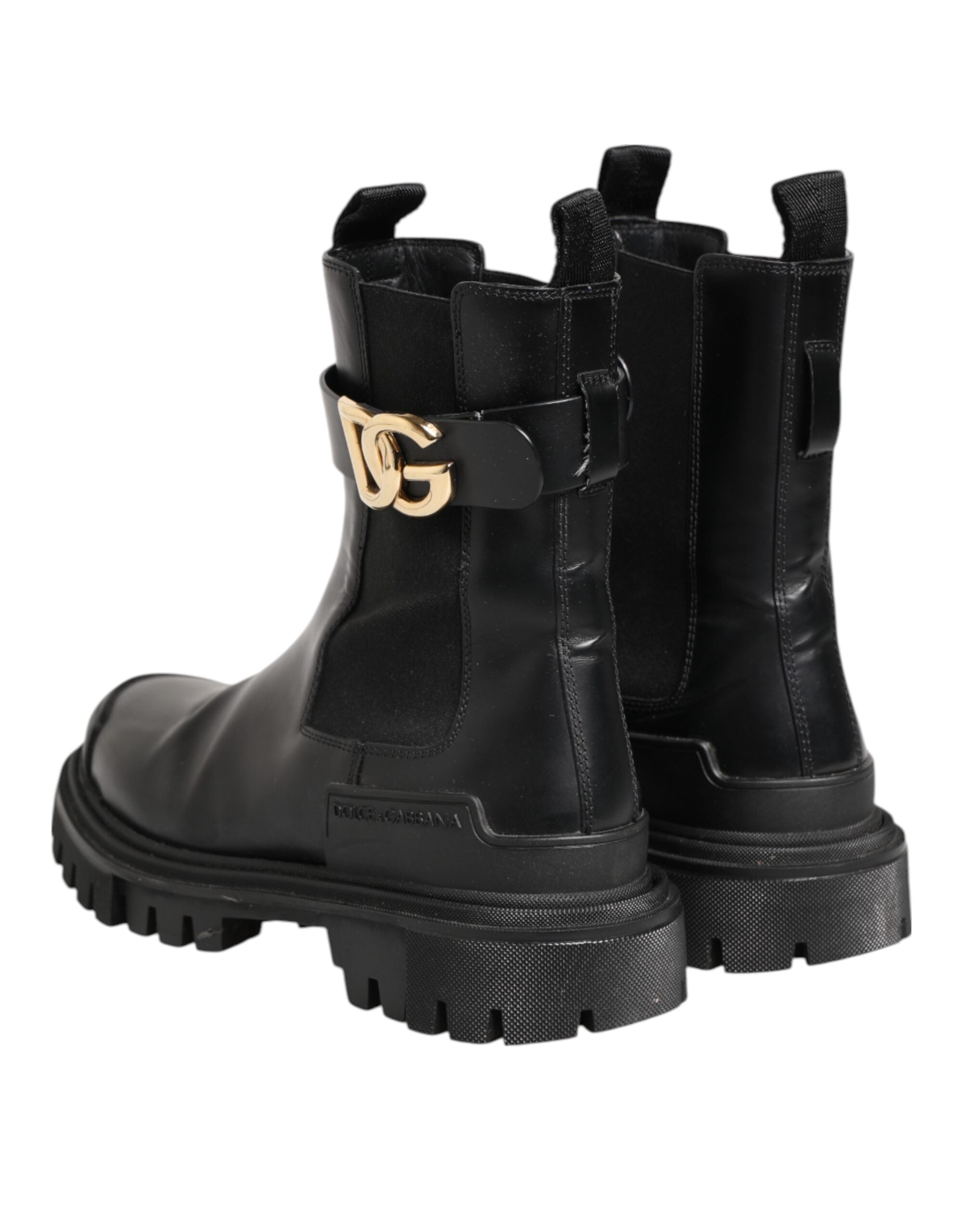 Dolce & Gabbana Black Gold DG Logo Trekking Calf Boots Women's Shoes (Pre-Owned)
