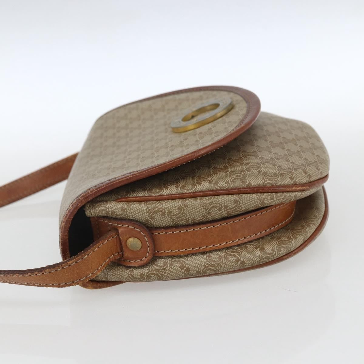 Celine Vintage Macadam Circle Logo Canvas And Leather Beige Canvas Shoulder Bag Bag (Pre-Owned)