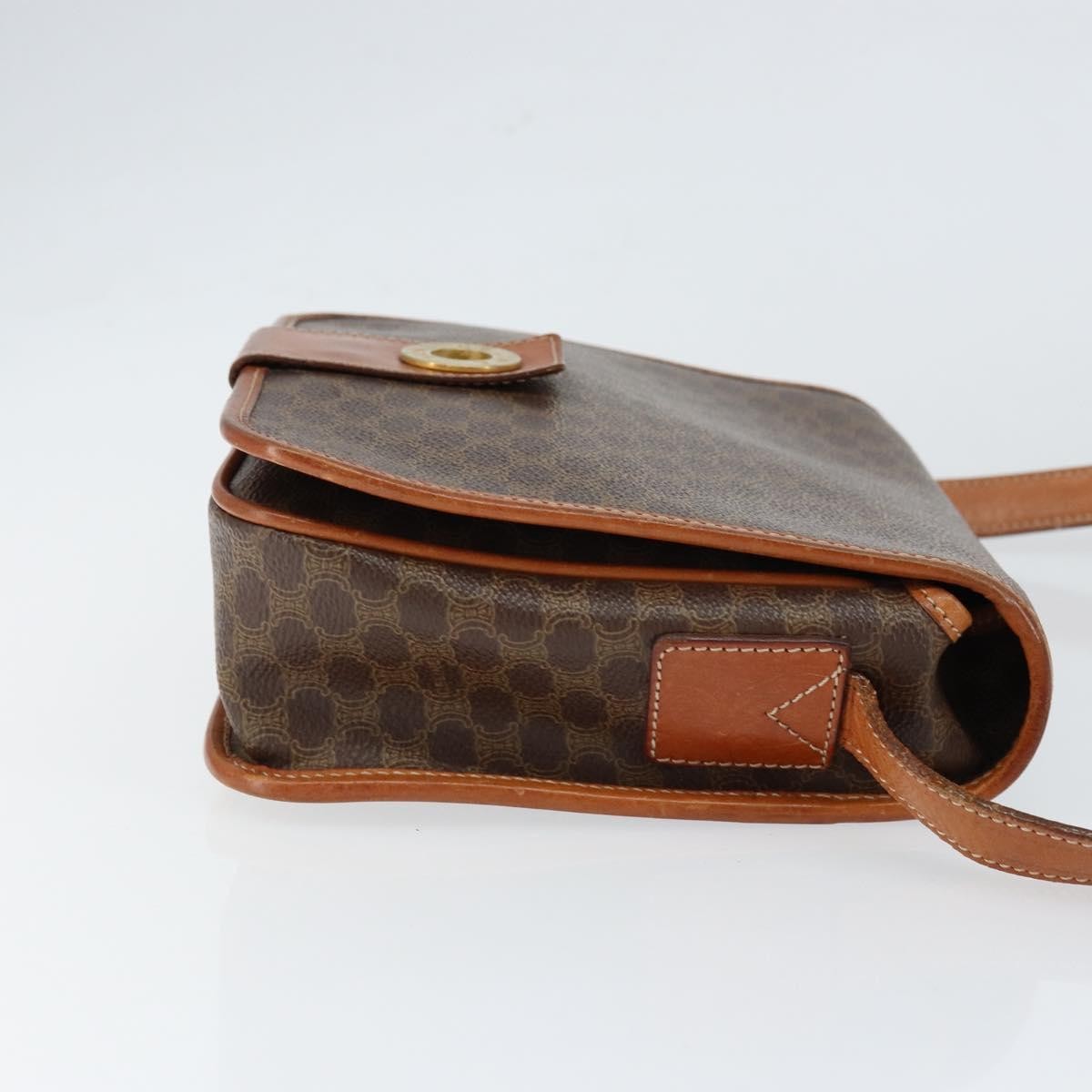 Celine Vintage Macadam Canvas And Leather Brown Canvas Shoulder Bag Bag (Pre-Owned)