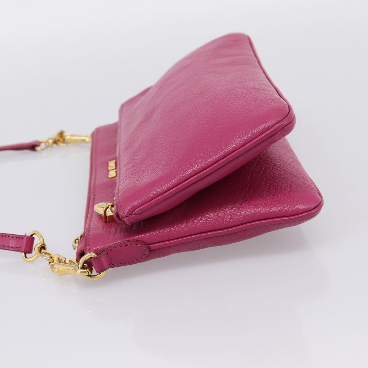Miu Miu Madras Double Zip Leather Pink Leather Crossbody Bag Bag (Pre-Owned)