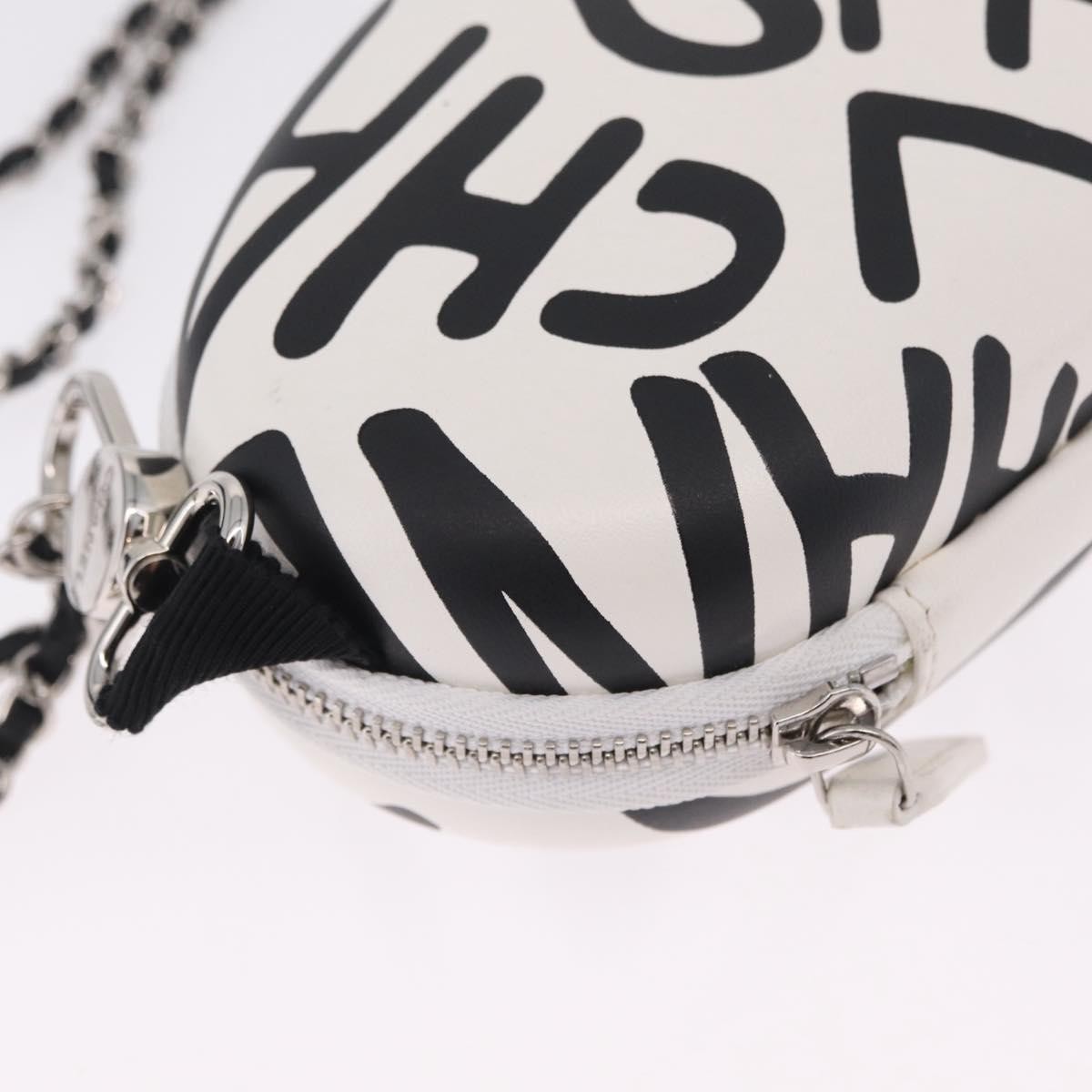 Chanel Coco Neige Zip Around Sunglasses Case With Chain Printed Leather White Leather Sunglasse Accessory (Pre-Owned)