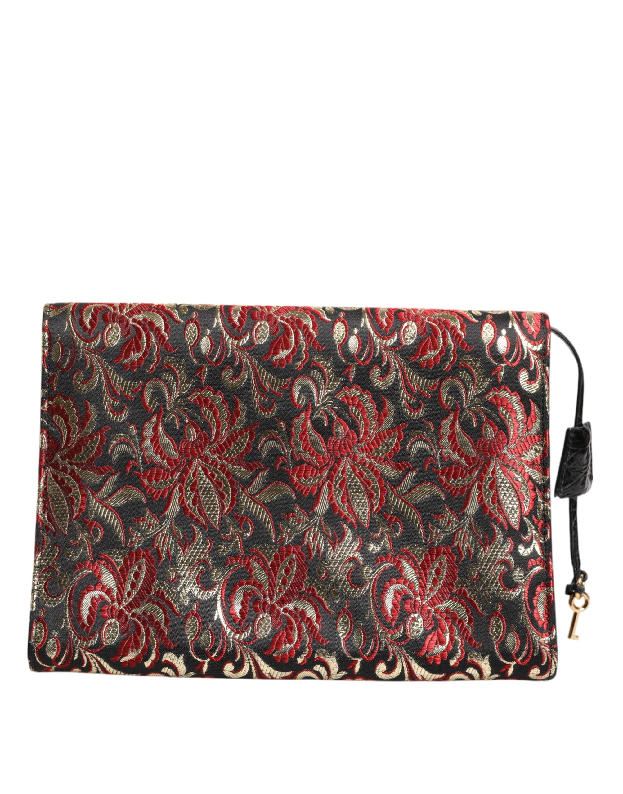 Dolce & Gabbana Multicolor Jacquard Floral Document Briefcase Women's Bag