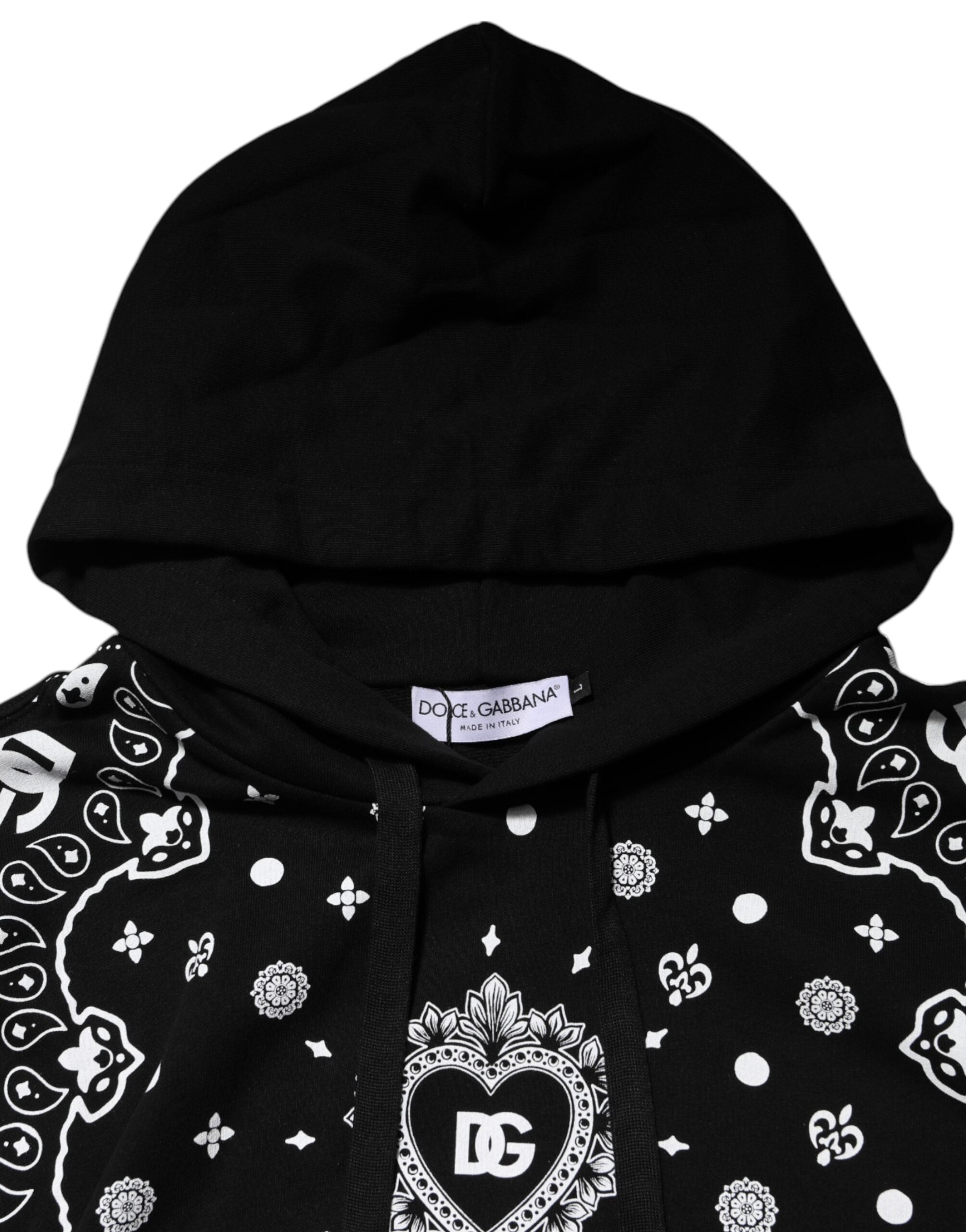 Dolce & Gabbana Black Bandana Hooded Men Sweatshirt Men's Sweater