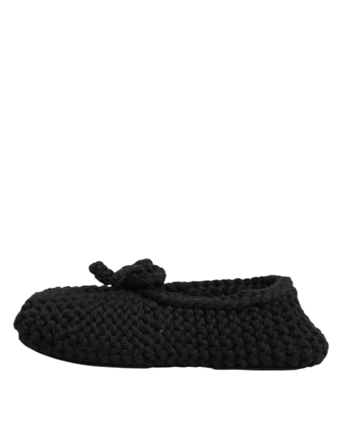 Dolce & Gabbana Black Wool Knit Slip On Ballerina Flats Women's Shoes