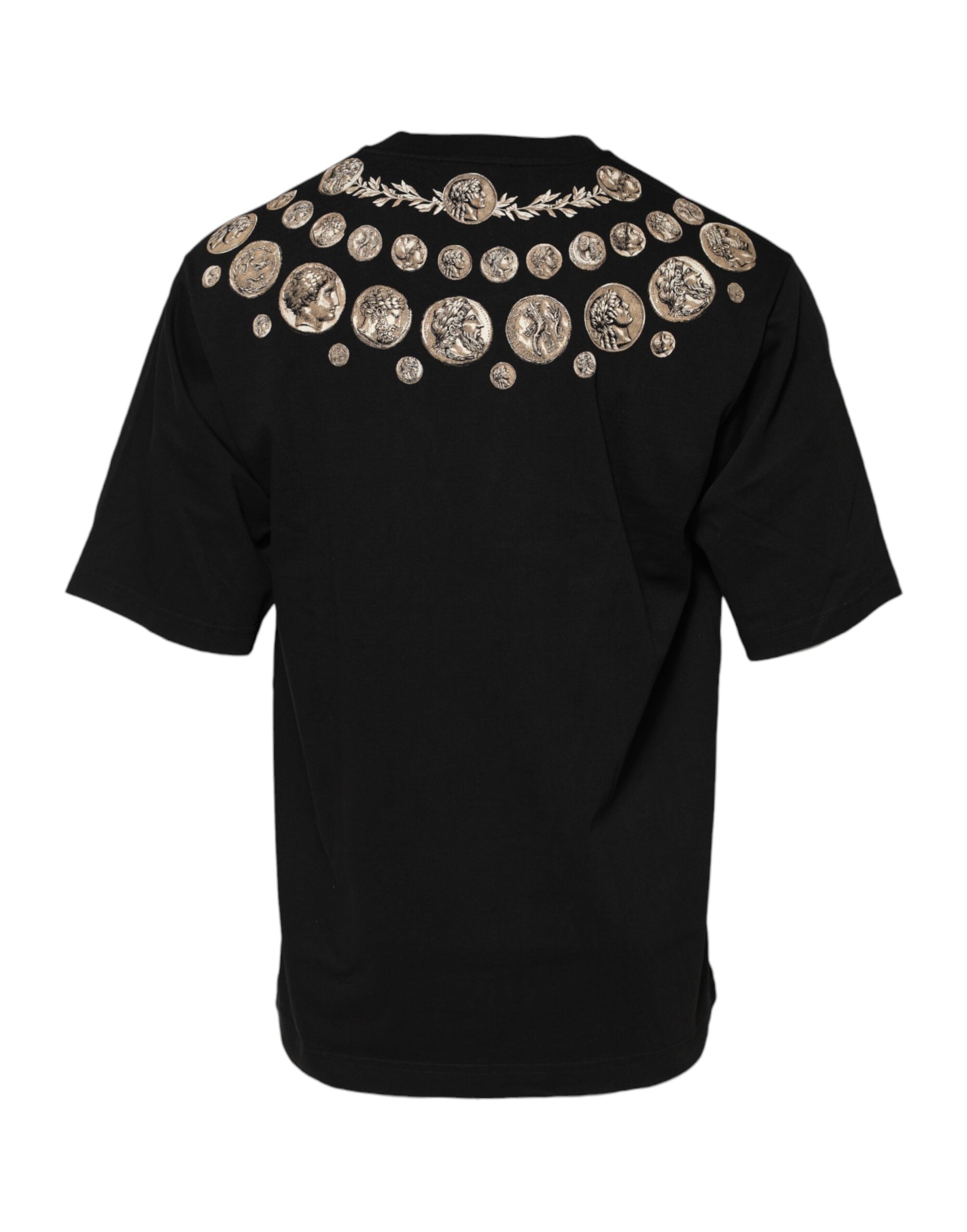 Dolce & Gabbana Black Coin Print Cotton Crew Neck Men's T-shirt