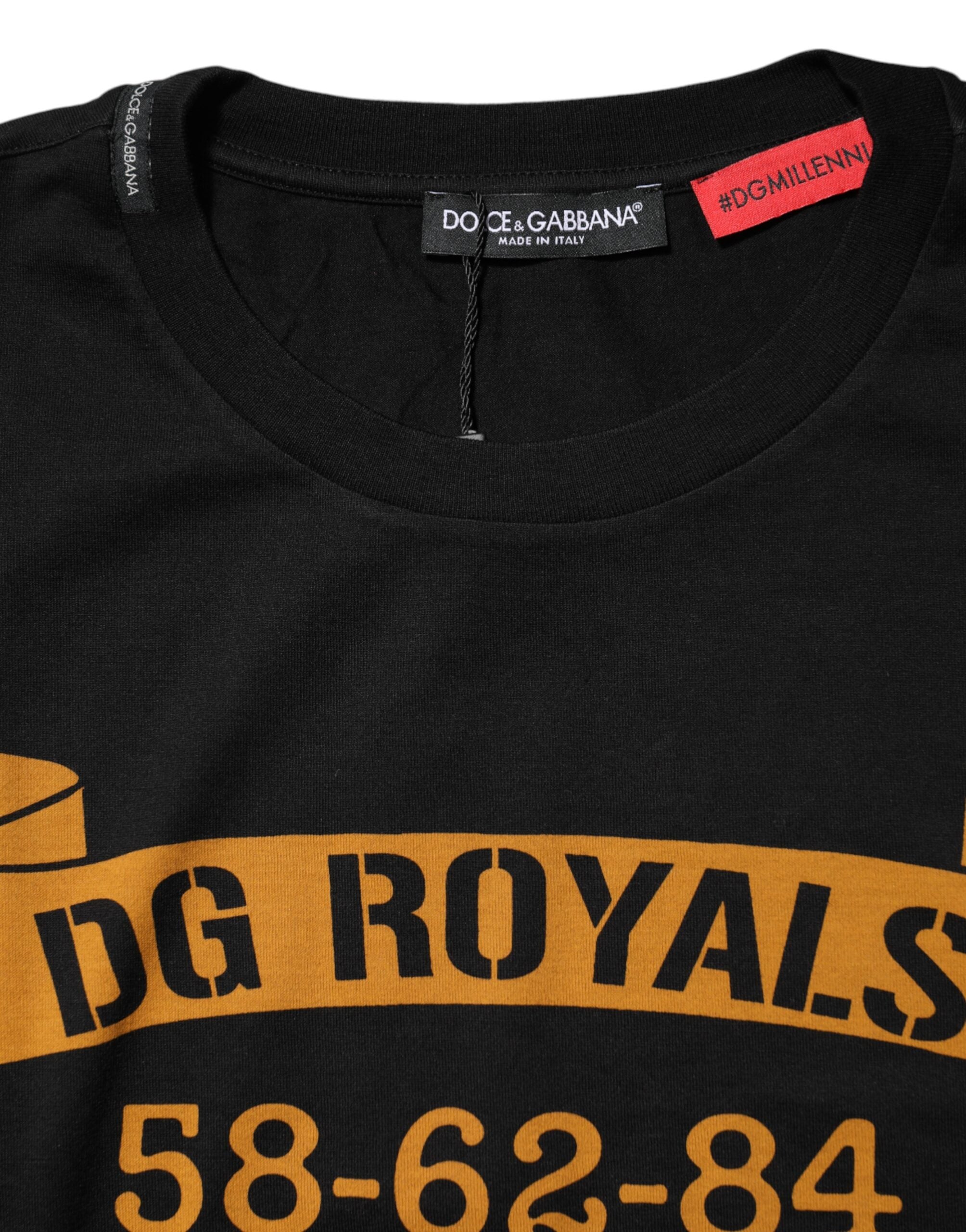 Dolce & Gabbana Black DG Royals Cotton Crew Neck Men's T-shirt