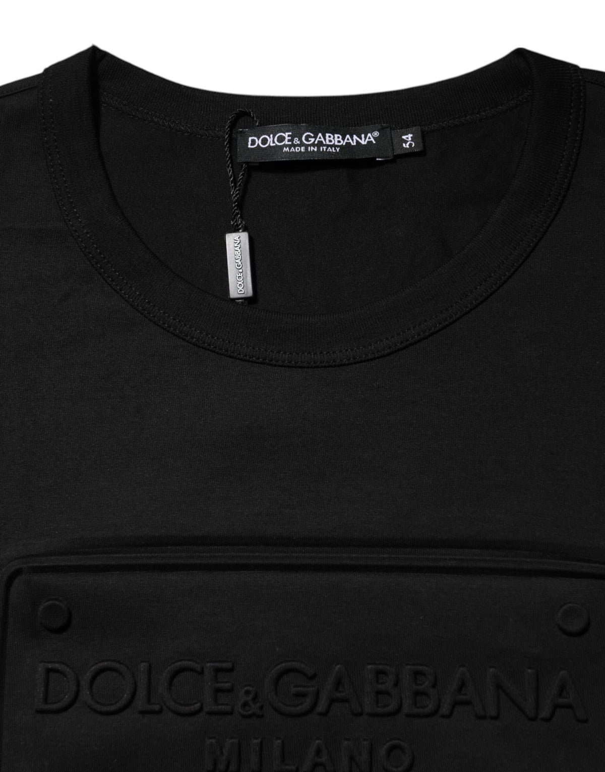 Dolce & Gabbana Black Embossed Logo Cotton Crew Neck Men's T-shirt (Pre-Owned)