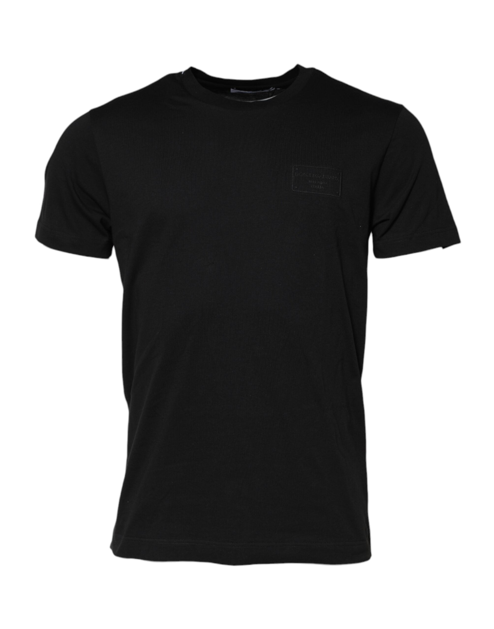 Dolce & Gabbana Black Logo Plaque Cotton Crew Neck Men's T-shirt
