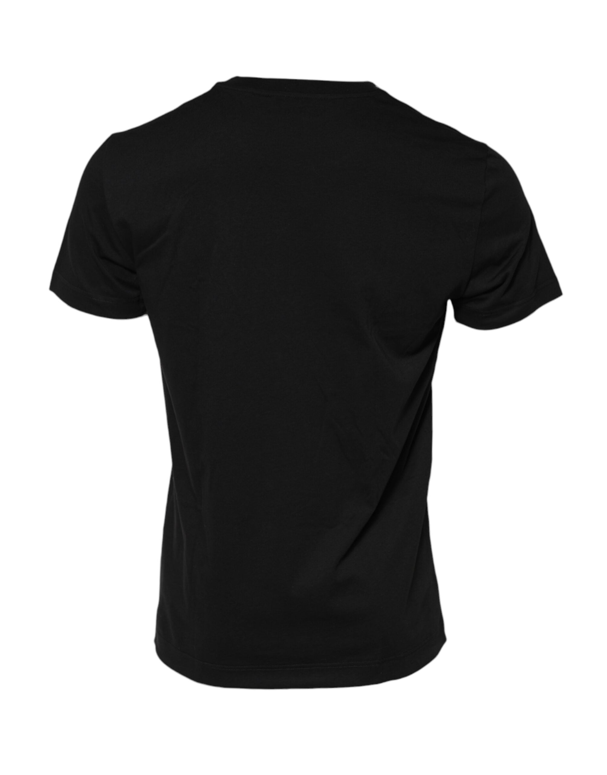 Dolce & Gabbana Black Logo Plaque Cotton Crew Neck Men's T-shirt