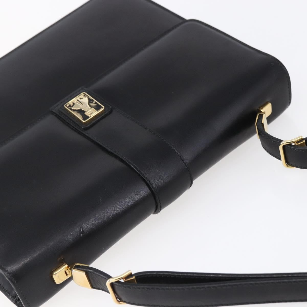 Burberry Nova Check Shoulder Bag Leather Black Leather Shoulder Bag Bag (Pre-Owned)
