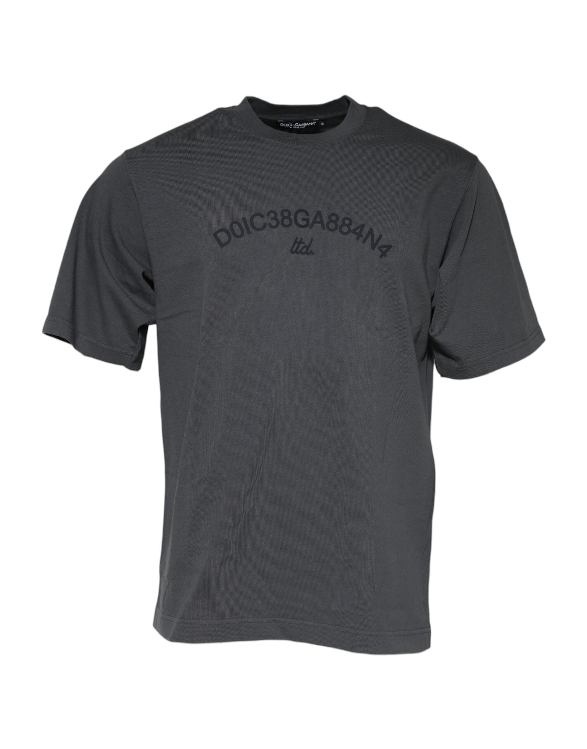 Dolce & Gabbana Gray Logo Graphic Cotton Crew Neck Men's T-shirt (Pre-Owned)