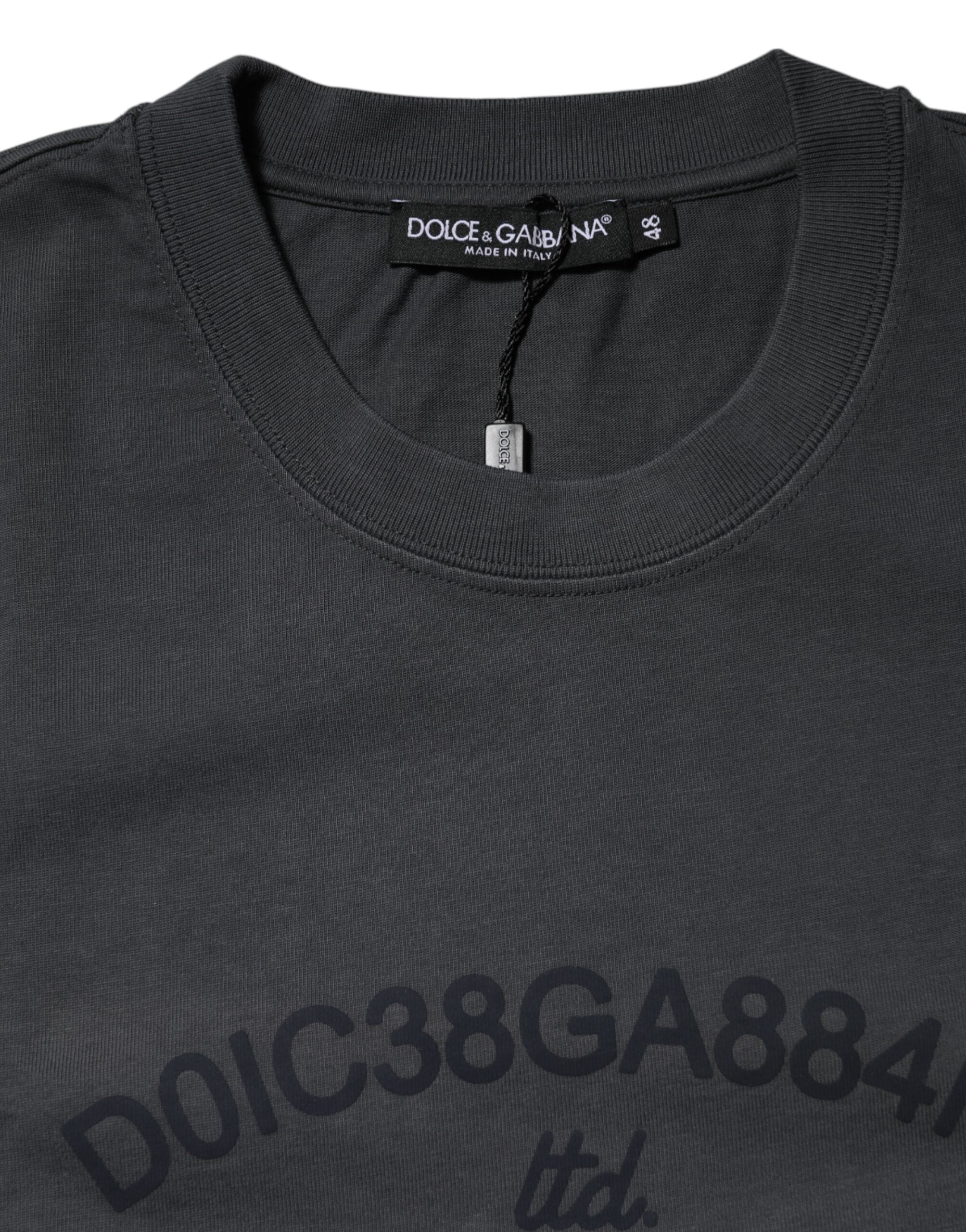 Dolce & Gabbana Gray Logo Graphic Cotton Crew Neck Men's T-shirt (Pre-Owned)
