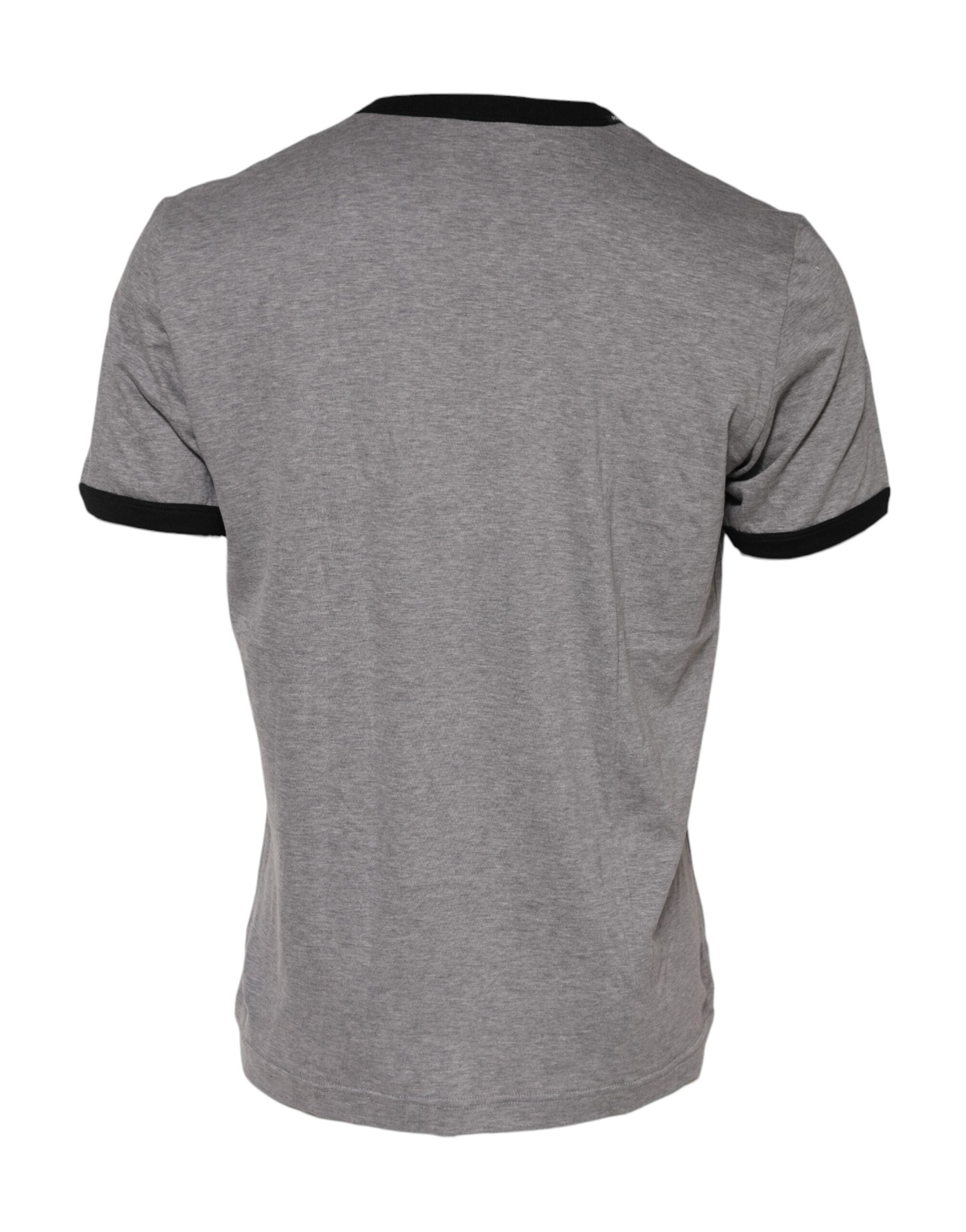 Dolce & Gabbana Gray Sacred Heart Cotton Crew Neck Men's T-shirt